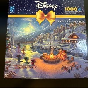 Disney Thomas Kinkade Mickey & Friends Winter Scene